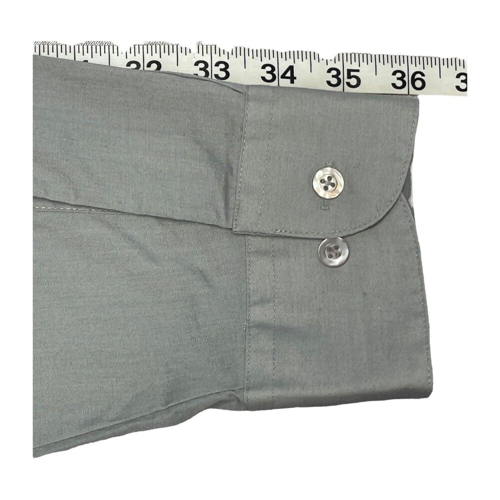 Haband Point Collar Pocket Gray Dress Shirt Long Sleeves Men’s Size 17.5 34/35 - Picture 6 of 8